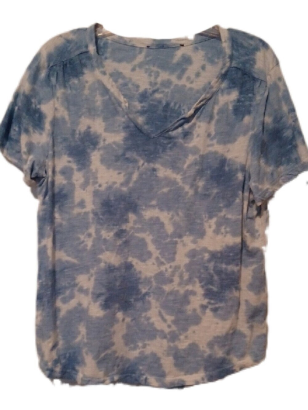 × Blue Tie-Dye V-Neck Women’s Top Size Large